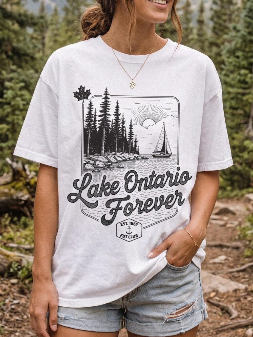 Lake Ontario Forever Retro Sailing Graphic Tee